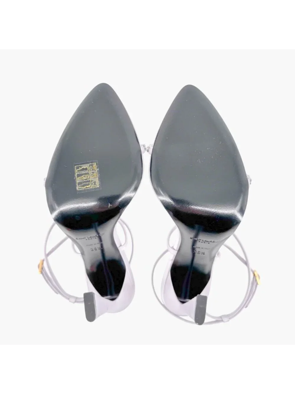 Saint Laurent Gippy Crystal Sandals EU 39.5 US 9.5 Lilac Purple Satin High Heels - Picture 9 of 13
